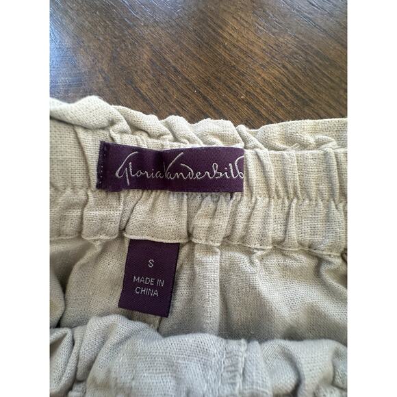 Gloria Vanderbilt Cream Tan Linen Women's Capri Pants Wide Leg Size S Costal - Picture 3 of 7